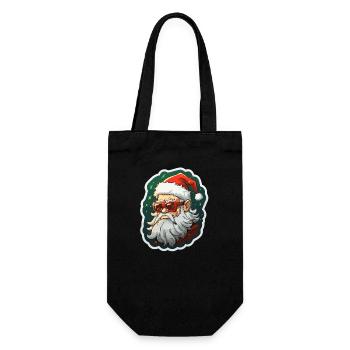Weihnachtsmann - Illustration - Geschenkbeutel für Flaschen - Schwarz - Vorne