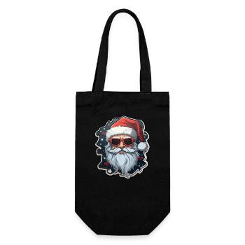 Weihnachtsmann - Illustration - Geschenkbeutel für Flaschen - Schwarz - Vorne