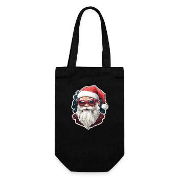 Weihnachtsmann - Illustration - Geschenkbeutel für Flaschen - Schwarz - Vorne