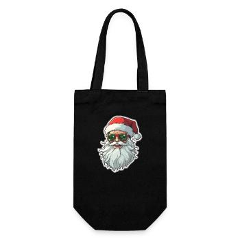 Weihnachtsmann - Illustration - Geschenkbeutel für Flaschen - Schwarz - Vorne