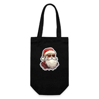 Weihnachtsmann - Illustration - Geschenkbeutel für Flaschen - Schwarz - Vorne