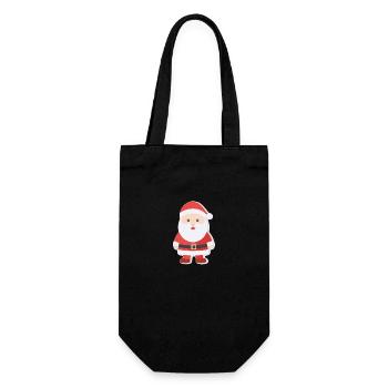 Weihnachtsmann - Illustration - Geschenkbeutel für Flaschen - Schwarz - Vorne