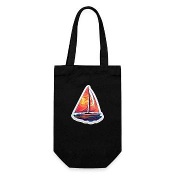 Segelboot - Illustration - Geschenkbeutel für Flaschen - Schwarz - Vorne