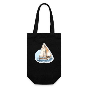 Segelboot - Illustration - Geschenkbeutel für Flaschen - Schwarz - Vorne