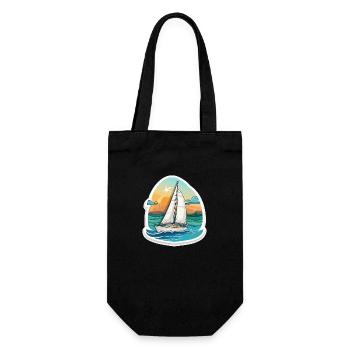 Segelboot - Illustration - Geschenkbeutel für Flaschen - Schwarz - Vorne