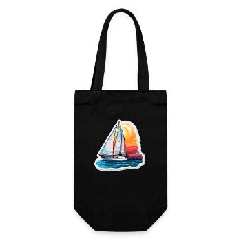 Segelboot - Illustration - Geschenkbeutel für Flaschen - Schwarz - Vorne