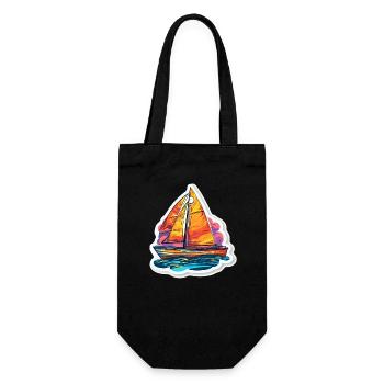 Segelboot - Illustration - Geschenkbeutel für Flaschen - Schwarz - Vorne