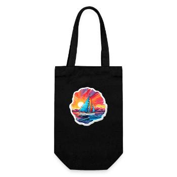 Segelboot - Illustration - Geschenkbeutel für Flaschen - Schwarz - Vorne