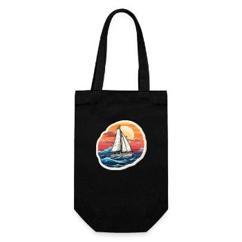 Segelboot - Illustration - Geschenkbeutel für Flaschen - Schwarz - Vorne