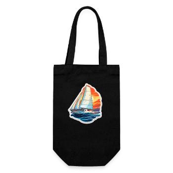 Segelboot - Illustration - Geschenkbeutel für Flaschen - Schwarz - Vorne