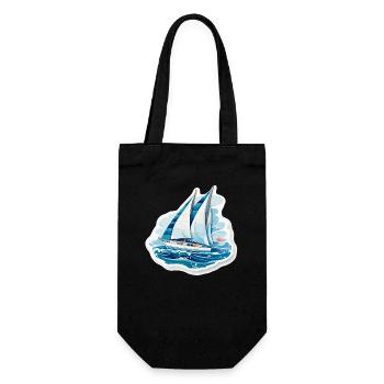 Segelboot - Illustration - Geschenkbeutel für Flaschen - Schwarz - Vorne