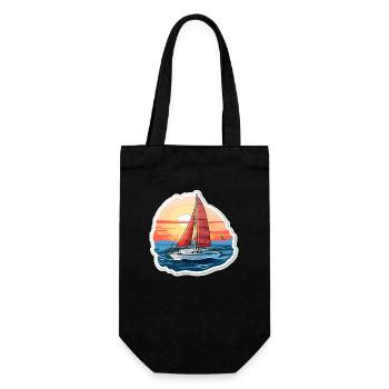 Segelboot - Illustration - Geschenkbeutel für Flaschen - Schwarz - Vorne