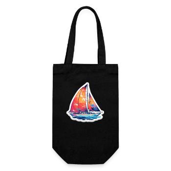 Segelboot - Illustration - Geschenkbeutel für Flaschen - Schwarz - Vorne