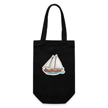 Segelboot - Illustration - Geschenkbeutel für Flaschen - Schwarz - Vorne