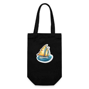 Segelboot - Illustration - Geschenkbeutel für Flaschen - Schwarz - Vorne
