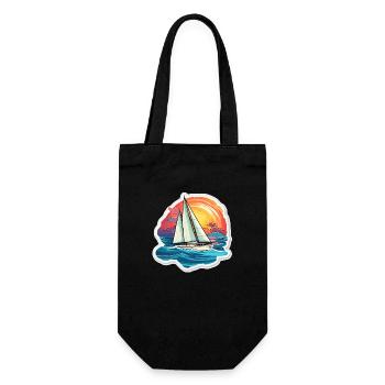 Segelboot - Illustration - Geschenkbeutel für Flaschen - Schwarz - Vorne