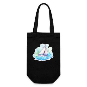 Segelboot - Illustration - Geschenkbeutel für Flaschen - Schwarz - Vorne