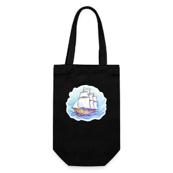 Segelboot - Illustration - Geschenkbeutel für Flaschen - Schwarz - Vorne