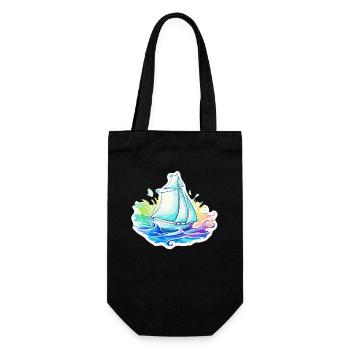 Segelboot - Illustration - Geschenkbeutel für Flaschen - Schwarz - Vorne