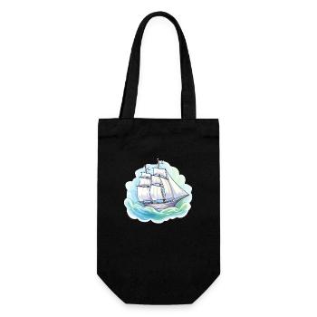 Segelboot - Illustration - Geschenkbeutel für Flaschen - Schwarz - Vorne