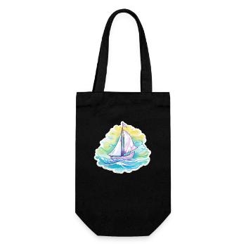 Segelboot - Illustration - Geschenkbeutel für Flaschen - Schwarz - Vorne