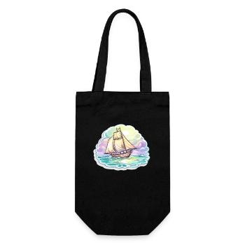 Segelboot - Illustration - Geschenkbeutel für Flaschen - Schwarz - Vorne