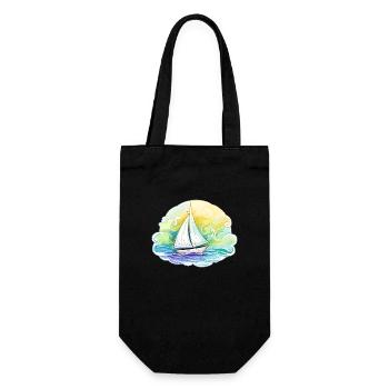 Segelboot - Illustration - Geschenkbeutel für Flaschen - Schwarz - Vorne