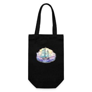 Segelboot - Illustration - Geschenkbeutel für Flaschen - Schwarz - Vorne