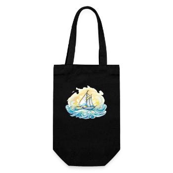 Segelboot - Illustration - Geschenkbeutel für Flaschen - Schwarz - Vorne
