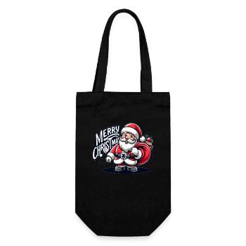Merry Christmas - Santa Illustration - Geschenkbeutel für Flaschen - Schwarz - Vorne