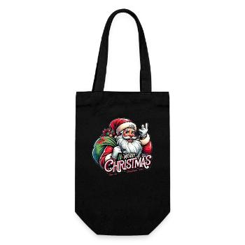 Merry Christmas - Santa Illustration - Geschenkbeutel für Flaschen - Schwarz - Vorne