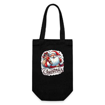 Merry Christmas - Santa Illustration - Geschenkbeutel für Flaschen - Schwarz - Vorne