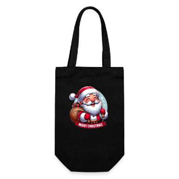 Merry Christmas - Santa Illustration - Geschenkbeutel für Flaschen - Schwarz - Vorne