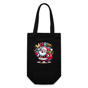 Merry Christmas - Santa Illustration - Geschenkbeutel für Flaschen - Schwarz - Vorne