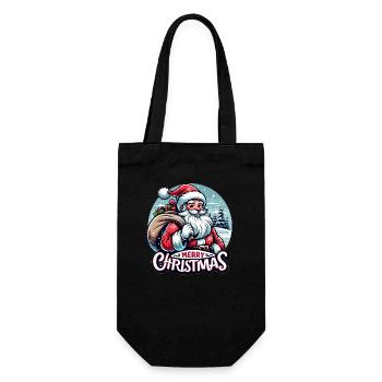 Merry Christmas - Santa Illustration - Geschenkbeutel für Flaschen - Schwarz - Vorne