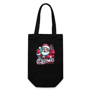 Merry Christmas - Santa Illustration - Geschenkbeutel für Flaschen - Schwarz - Vorne