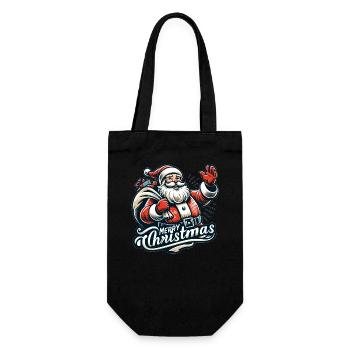 Merry Christmas - Santa Illustration - Geschenkbeutel für Flaschen - Schwarz - Vorne