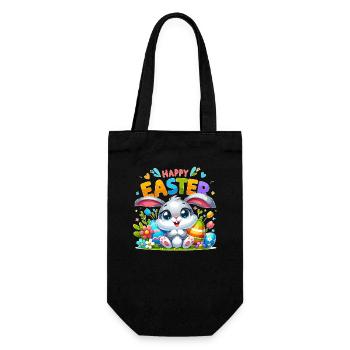 Happy Easter - Easter Bunny Illustration - Gift Bag for Bottles - black - Front