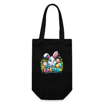 Happy Easter - Easter Bunny Illustration - Gift Bag for Bottles - black - Front