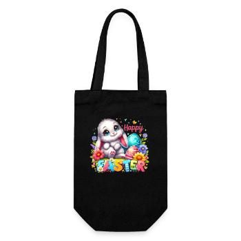 Happy Easter - Easter Bunny Illustration - Gift Bag for Bottles - black - Front