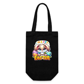 Happy Easter - Easter Bunny Illustration - Gift Bag for Bottles - black - Front