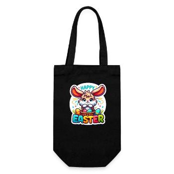 Happy Easter - Easter Bunny Illustration - Gift Bag for Bottles - black - Front