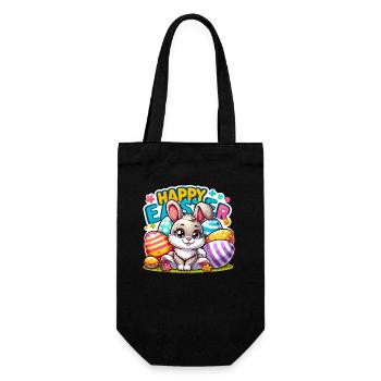 Happy Easter - Easter Bunny Illustration - Gift Bag for Bottles - black - Front