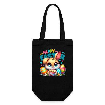 Happy Easter - Easter Bunny Illustration - Gift Bag for Bottles - black - Front