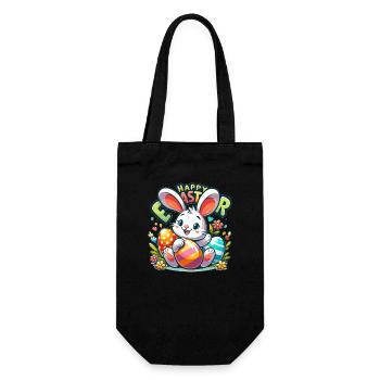Happy Easter - Easter Bunny Illustration - Gift Bag for Bottles - black - Front