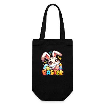 Happy Easter - Easter Bunny Illustration - Gift Bag for Bottles - black - Front