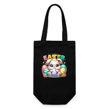 Happy Easter - Easter Bunny Illustration - Gift Bag for Bottles - black - Front