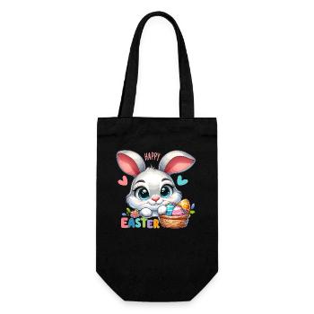 Happy Easter - Easter Bunny Illustration - Gift Bag for Bottles - black - Front