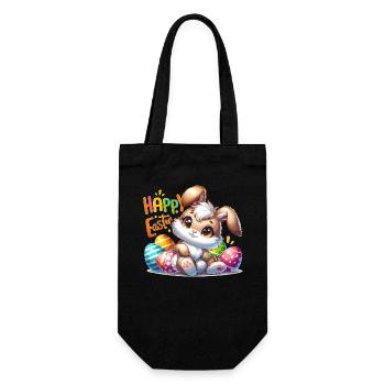 Happy Easter - Easter Bunny Illustration - Gift Bag for Bottles - black - Front
