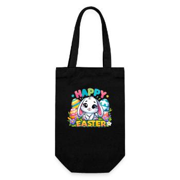 Happy Easter - Easter Bunny Illustration - Gift Bag for Bottles - black - Front